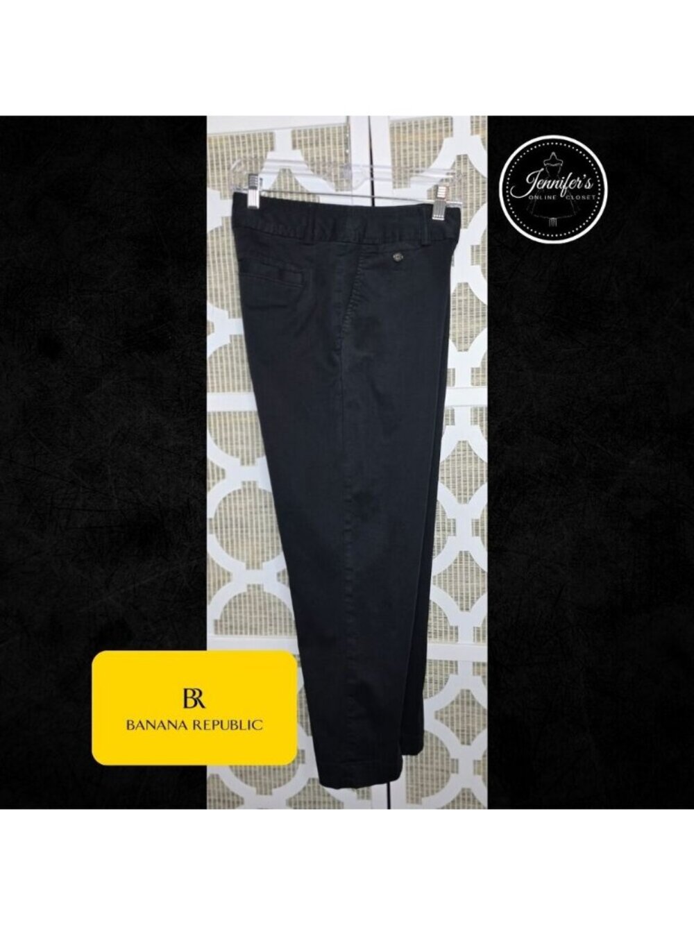Banana Republic Women's Black Stretch Satin Washed Cropped Pants Size 8